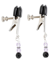 Load image into Gallery viewer, Spartacus Adjustable Broad Tip Nipple Clamps W-purple Beads