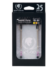 Load image into Gallery viewer, Spartacus Adjustable Tweezer Nipple Clamps W-purple Beads