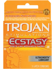 Load image into Gallery viewer, Trojan Ultra Ribbed Ecstasy Condoms - Box Of 3