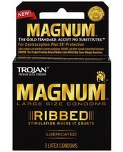 Load image into Gallery viewer, Trojan Magnum Ribbed Condoms - Box Of 3