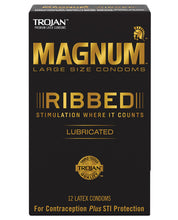 Load image into Gallery viewer, Trojan Magnum Ribbed Condoms - Box Of 12