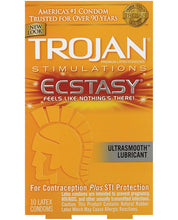 Load image into Gallery viewer, Trojan Stimulations Ecstasy Ribbed Condoms - Box Of 10