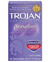 Load image into Gallery viewer, Trojan Her Pleasure Spermicidal Lubricant Condoms - Box Of 12