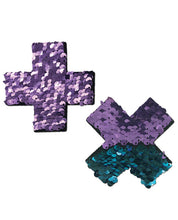 Load image into Gallery viewer, Pastease Color Changing Flip Sequins Cross - Purple-turquoise O-s