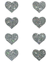 Load image into Gallery viewer, Pastease Mini Glitter Hearts - Silver Pack Of 8