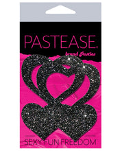 Load image into Gallery viewer, Pastease Glitter Peek A Boob Hearts - Black O-s