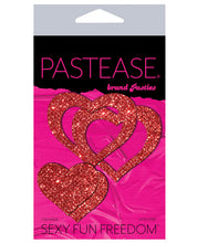 Load image into Gallery viewer, Pastease Glitter Peek A Boob Hearts - Red O-s