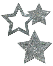 Load image into Gallery viewer, Pastease Glitter Peek A Boob Stars - Silver O-s