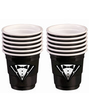 Load image into Gallery viewer, Bachelor Tuxedo Plastic Shot Glasses - Black Set Of 12