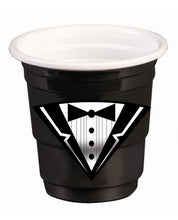 Load image into Gallery viewer, Bachelor Tuxedo Plastic Shot Glasses - Black Set Of 12