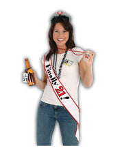 Load image into Gallery viewer, Finally 21 Birthday Sash - White