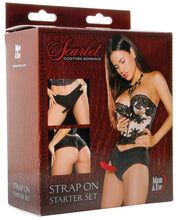 Load image into Gallery viewer, Adam &amp; Eve Scarlet Couture Bondage Plus Size Strap On Starter Set - Black-red