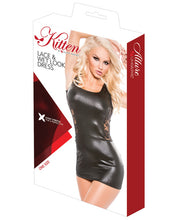 Load image into Gallery viewer, Kitten Lace &amp; Wet Look Dress Black O-s