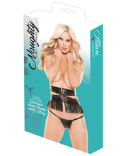 Load image into Gallery viewer, Naughty Faux Leather Underbust Waist Cincher W-g-string Black O-s