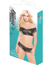 Load image into Gallery viewer, Vivace Naughty Faux Leather Off Shoulder Top &amp; G-string Black O-s