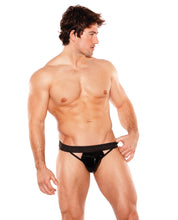Load image into Gallery viewer, Zeus Wet Look Jock Thong Black O-s