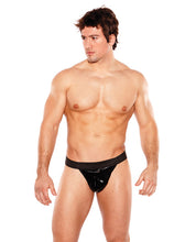 Load image into Gallery viewer, Zeus Wet Look Thong Black O-s