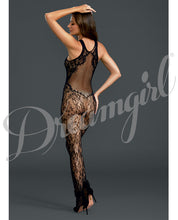 Load image into Gallery viewer, Fishnet &amp; Floral Bodystocking Black O-s