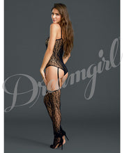Load image into Gallery viewer, Teddy Bodystocking W-attached Thigh Highs Black O-s