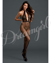Load image into Gallery viewer, Fishnet Halter Bodystocking Black O-s