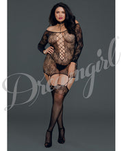 Load image into Gallery viewer, Versatile Lace Garterdress W-attached Thigh Highs Black Qn