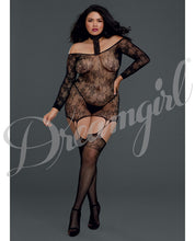 Load image into Gallery viewer, Versatile Lace Garterdress W-attached Thigh Highs Black Qn