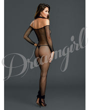 Load image into Gallery viewer, Fishnet Off The Shoulder Bodystocking W-attached Collar Black O-s