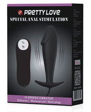 Load image into Gallery viewer, Pretty Love Vibrating Penis Shaped Butt Plug - Black