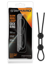 Load image into Gallery viewer, Blush Stay Hard Silicone Double Loop Cock Ring - Black