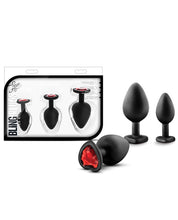 Load image into Gallery viewer, Blush Luxe Bling Plugs Training Kit - Black W-red Gems