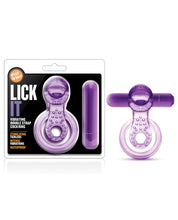 Load image into Gallery viewer, Blush Play With Me Lick It Vibrating Double Strap Cockring - Purple