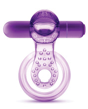 Load image into Gallery viewer, Blush Play With Me Lick It Vibrating Double Strap Cockring - Purple