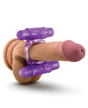 Load image into Gallery viewer, Blush Play With Me Double Play Dual Vibrating Cockring - Purple