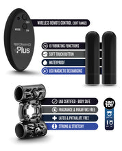 Load image into Gallery viewer, Blush Performance Plus Double Thunder Vibrating Cock Ring - Black