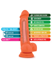 Load image into Gallery viewer, Blush Neo Elite 7.5" Silicone Dual Density Cock W-balls - Neon Orange