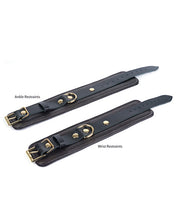 Load image into Gallery viewer, Spartacus Wrist Restraints - Brown Leather W-gold Accent Hardware