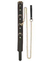 Load image into Gallery viewer, Spartacus Collar &amp; Leash - Brown Leather W-gold Accent Hardware