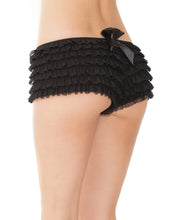 Load image into Gallery viewer, Ruffle Shorts W-back Bow Detail Black Os-xl