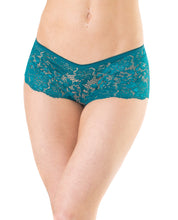 Load image into Gallery viewer, Low Rise Stretch Scallop Lace Booty Short Teal O-s
