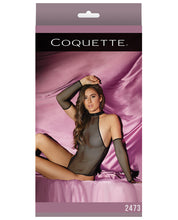Load image into Gallery viewer, Fashion Fishnet Halter Neck Teddy &amp; Sleeve Black O-s