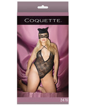 Load image into Gallery viewer, Fashion Stretch Lace Kitty Teddy &amp; Mask Black Qn