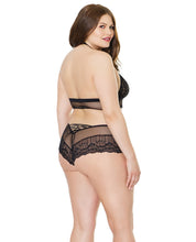 Load image into Gallery viewer, Fashion Stretch Lace Fishnet Halter Top &amp; Booty Short Black Qn