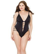 Load image into Gallery viewer, Fashion High Cut Teddy W-strappy Elastic Detailing Black Qn