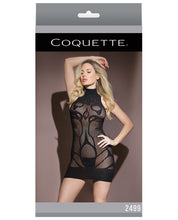 Load image into Gallery viewer, Sleek Seamless Stretch Net High Neck Sleeveless Dress Black O-s