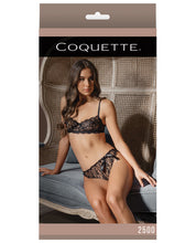 Load image into Gallery viewer, Classic Scallop Lace Underwire Bra &amp; Panty W-bow Black Lg