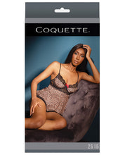 Load image into Gallery viewer, Bold Stretch Lace Babydoll W-underwire Cups, Adjustable Straps &amp; G-string Leopard-black Md