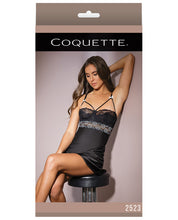 Load image into Gallery viewer, Classic Scallop Lace Chemise W-underwire Cups, Metallic Lace Detailing Black Lg