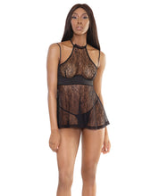 Load image into Gallery viewer, Bold Halter Style Babydoll W-removable Straps &amp; Underwire Cups Black Sm