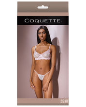 Load image into Gallery viewer, Classic Stretch Lace Bra W-underwire Cups, Adjustable Straps &amp; G-string White-pink Sm