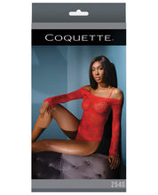Load image into Gallery viewer, Bold Stretch Lace Teddy W-removable Straps &amp; Snap Crotch Red O-s